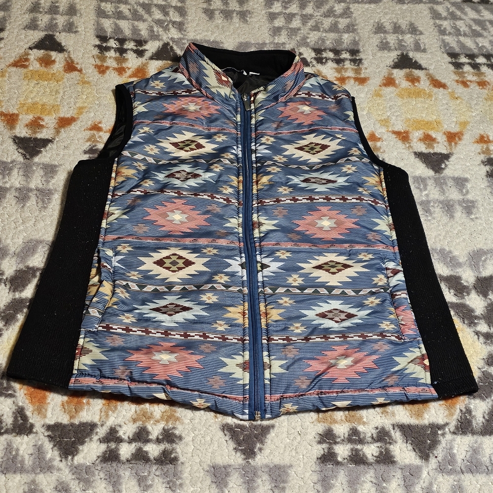 Great Northwest Indigo Aztec Tribal Design Vest Size XL - Picture 3 of 6